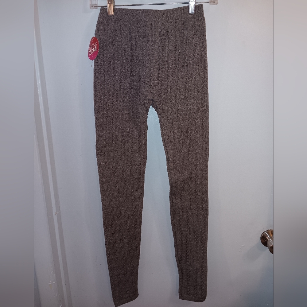 BONGO Charcoal Knit Heavy Warm Leggings Textured